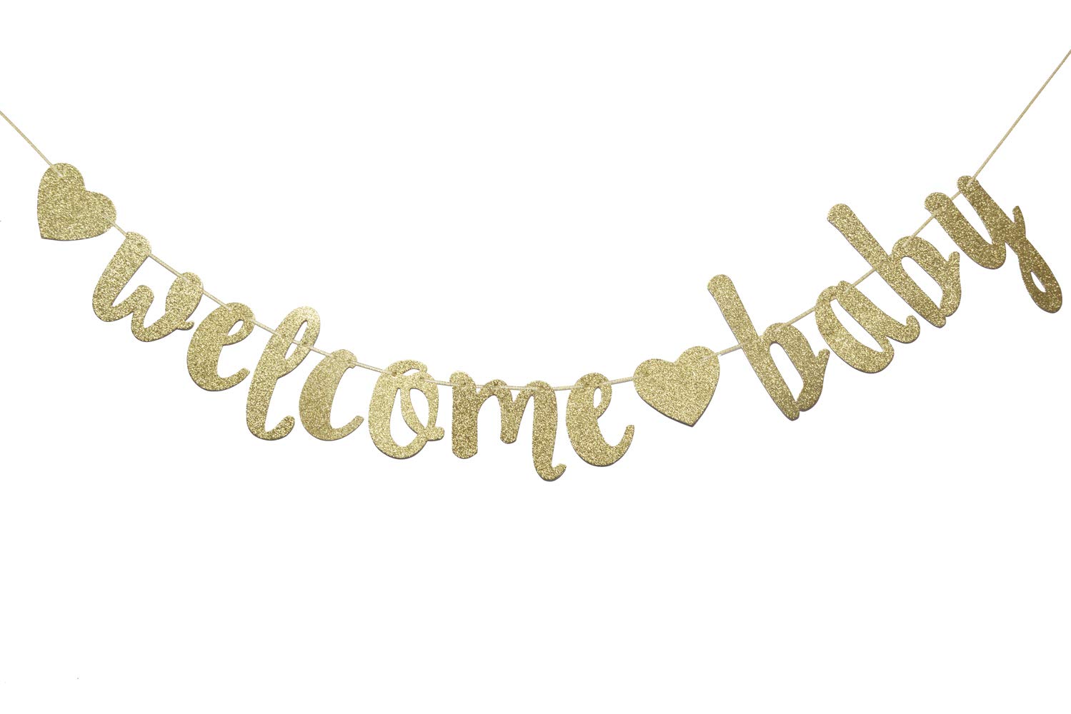 Gold Glitter Welcome Baby Banner - Gender Reveal Party Decorations, Baby Shower Supplies & Pregnancy Announcement Sign (Perfect for Nursery Decor, Birthday Celebrations & Newborn Photo Props)