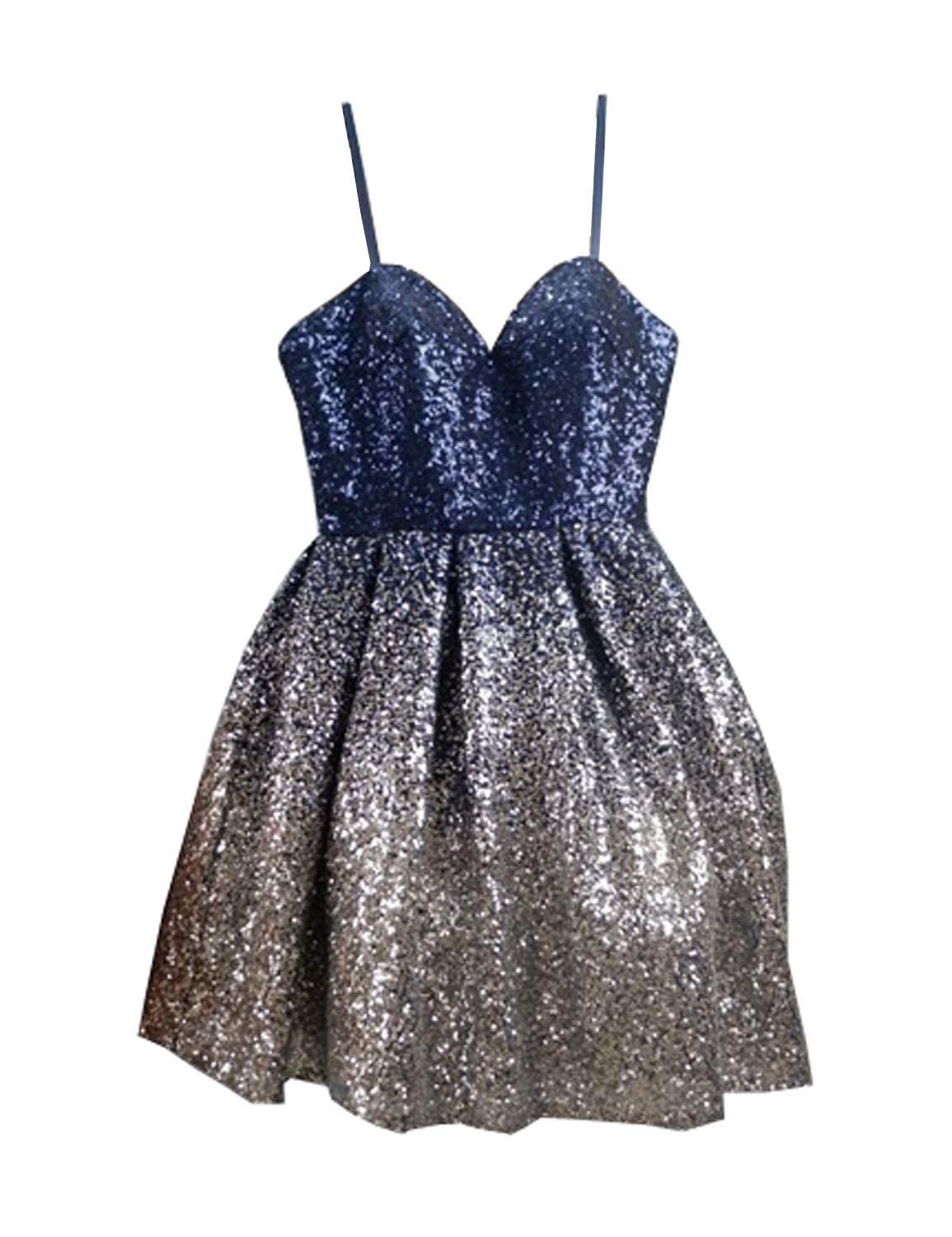 Elegant A-Line Women's Short Prom Dress with Gradient Sequins - Perfect for Homecoming, Cocktail Parties & Special Occasions