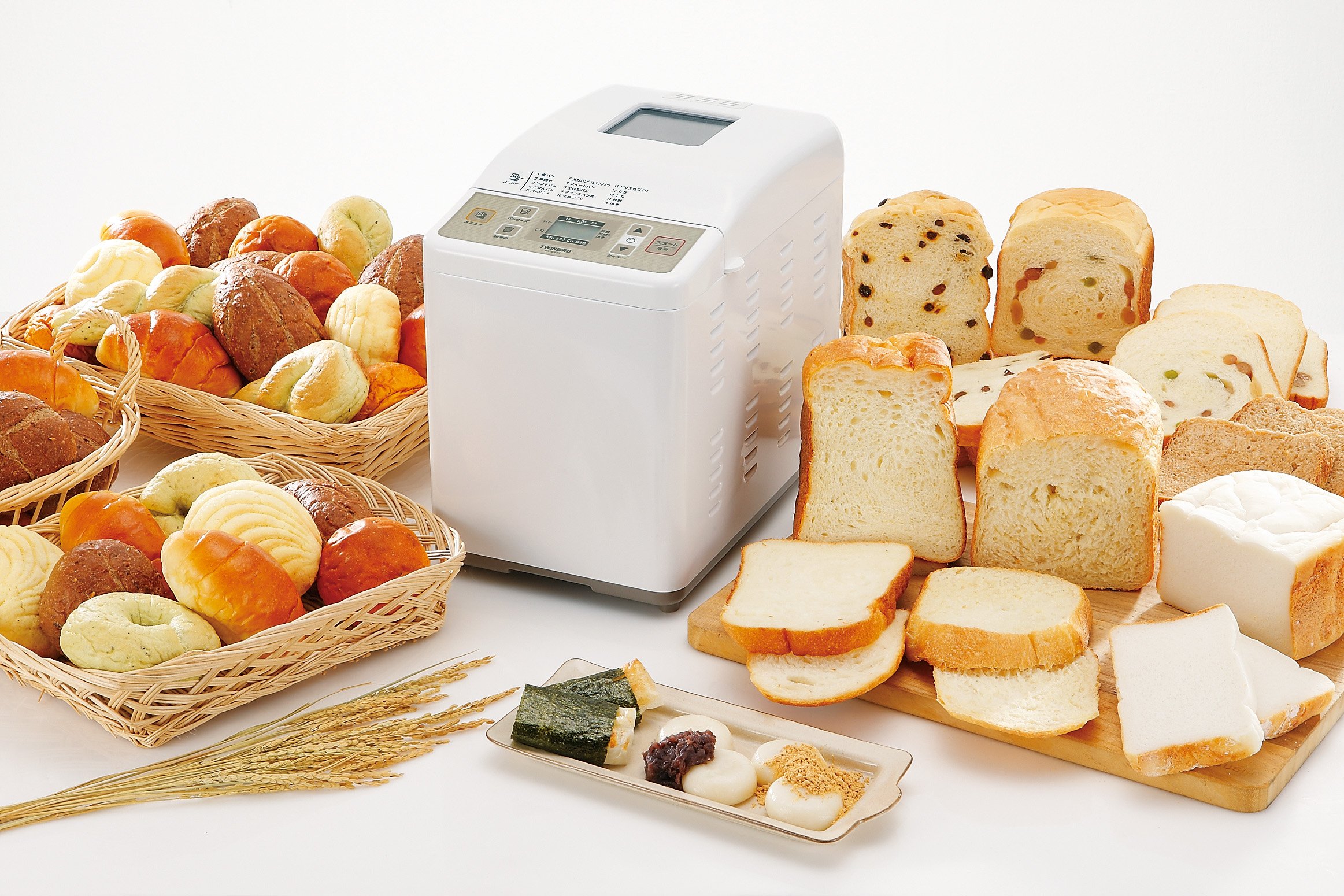 Twinbird Home Bakery White PY-E631W Rice Bread Maker - Bake Fresh Rice Flour Bread, Rice Cakes & More - Perfect for Gluten-Free Baking & Asian Cuisine at Home