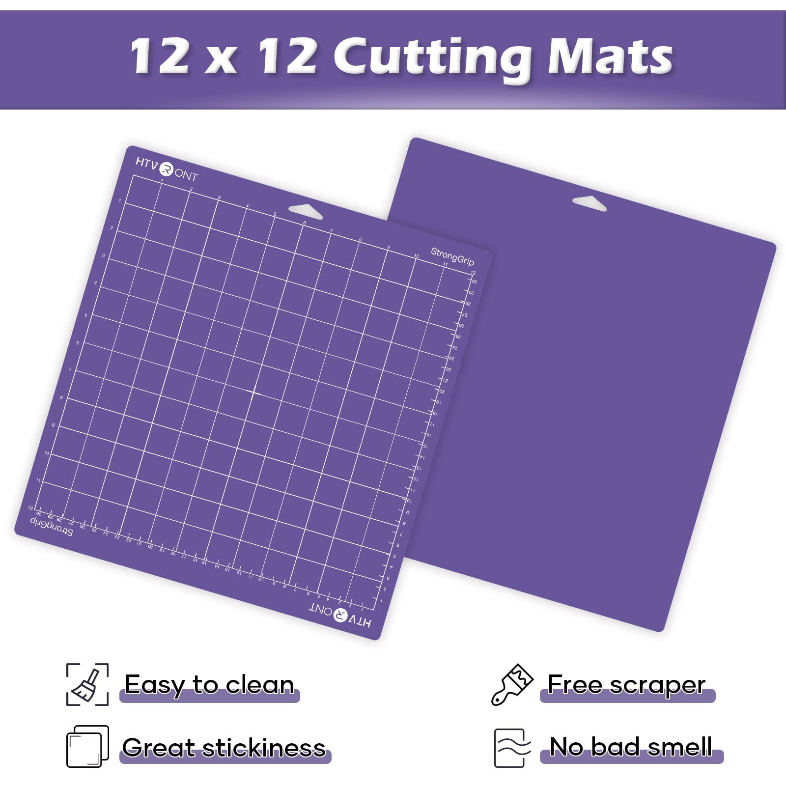 HTVRONT Strong Grip Cutting Mats 12x12 for Cricut Maker 3, Maker, Explore 3, Air 2, Air, One - 2 Pack Purple Sticky Replacement Mats for DIY Crafts, Vinyl Cutting, and Scrapbooking Projects