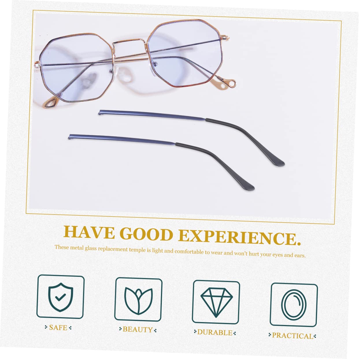 ULTECHNOVO 2 Pairs Blue Metal Glasses Arms - Replacement Parts for Eyeglasses & Sunglasses (Men's Frame Repair Accessories) | Perfect for Broken Frames, DIY Glasses Repair, and Spare Parts