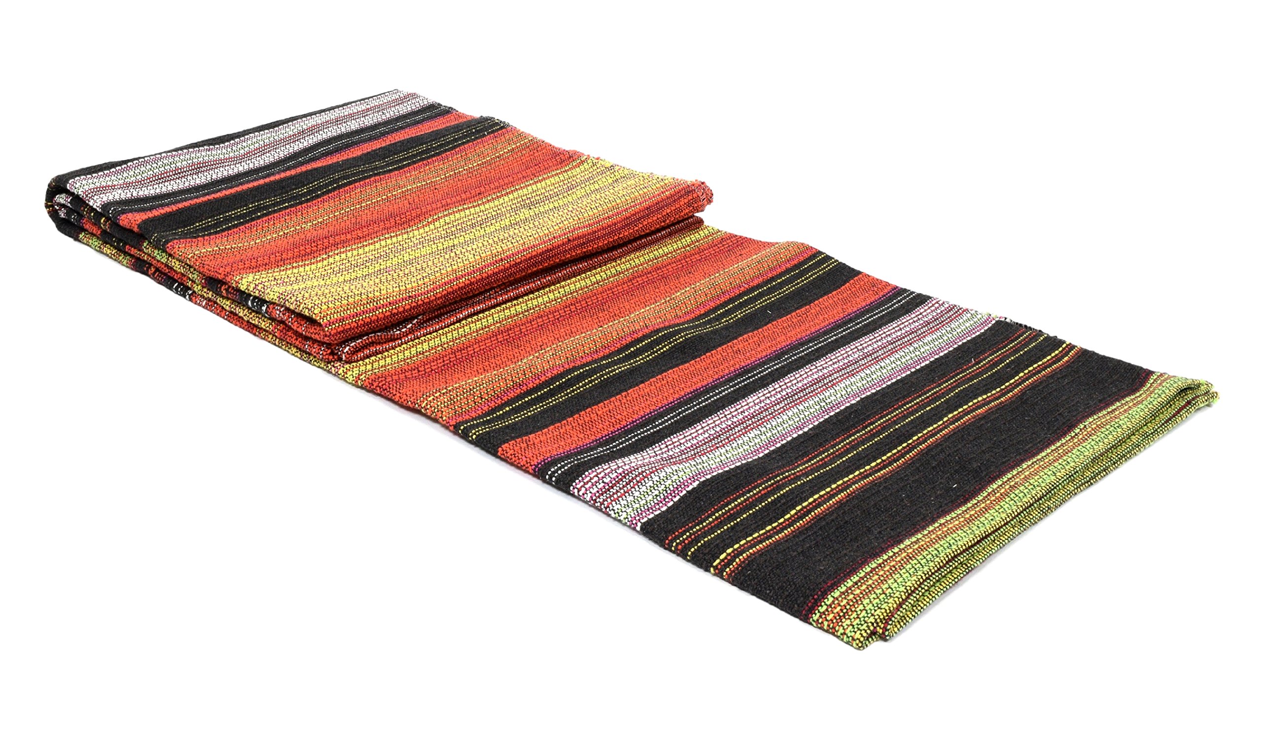 Handwoven Multicolor Yoga Blanket - Eco-Friendly Outdoor Yoga Mat, Beach Blanket & Picnic Blanket - Striped Design for Yoga, Meditation, Beach Days & Home Decor