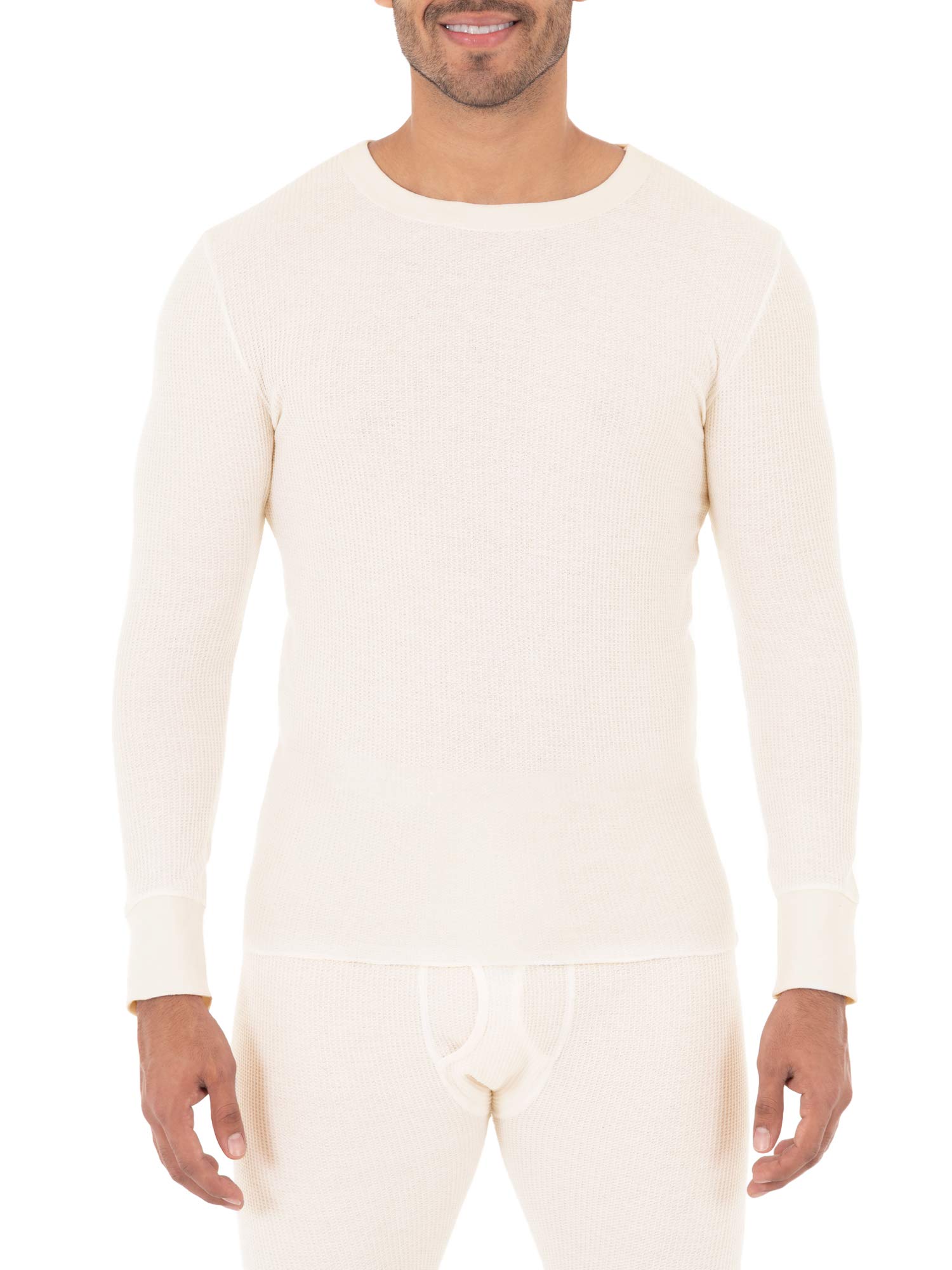 Fruit of the Loom Men's Classic Midweight Waffle Thermal Underwear Crew Top - Warm Winter Base Layer for Outdoor Activities & Cold Weather
