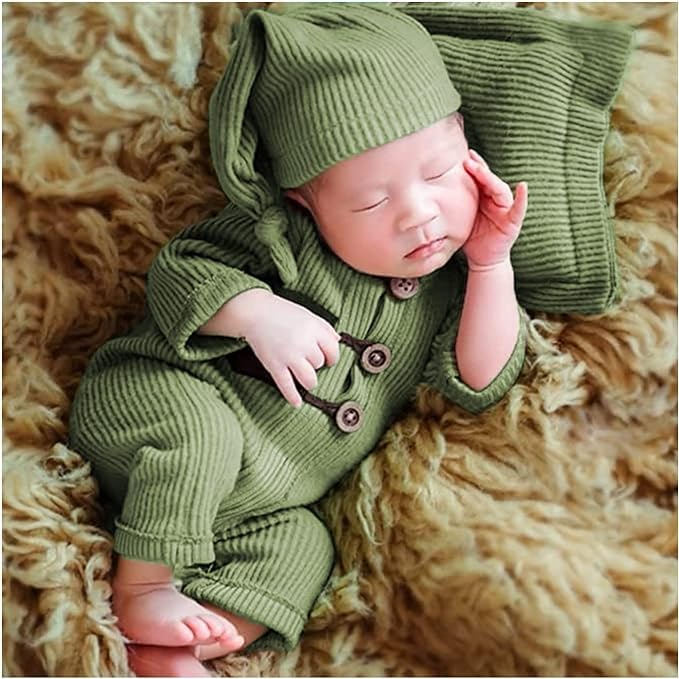 Newborn Photography Outfits for Boys & Girls - Soft Knit Baby Romper Bodysuit - Perfect for Photo Shoots, Christening & First Birthday Parties
