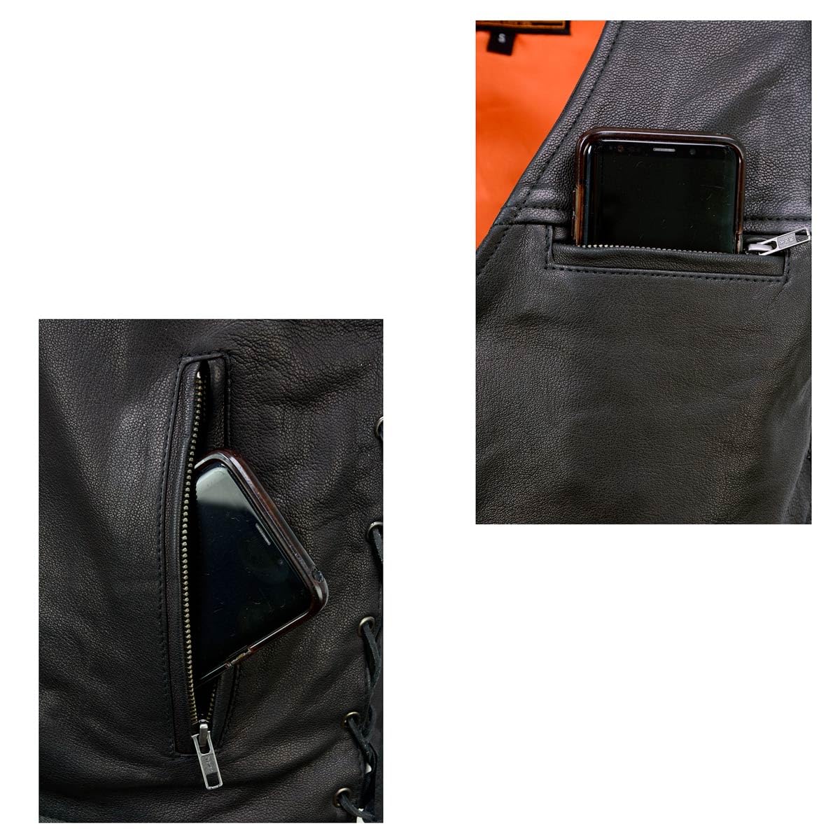 Milwaukee Premium Leather Motorcycle Vest for Men - Classic V-Neck Design, Medium Size | Durable Riding Gear for Bikers & Cruiser Enthusiasts