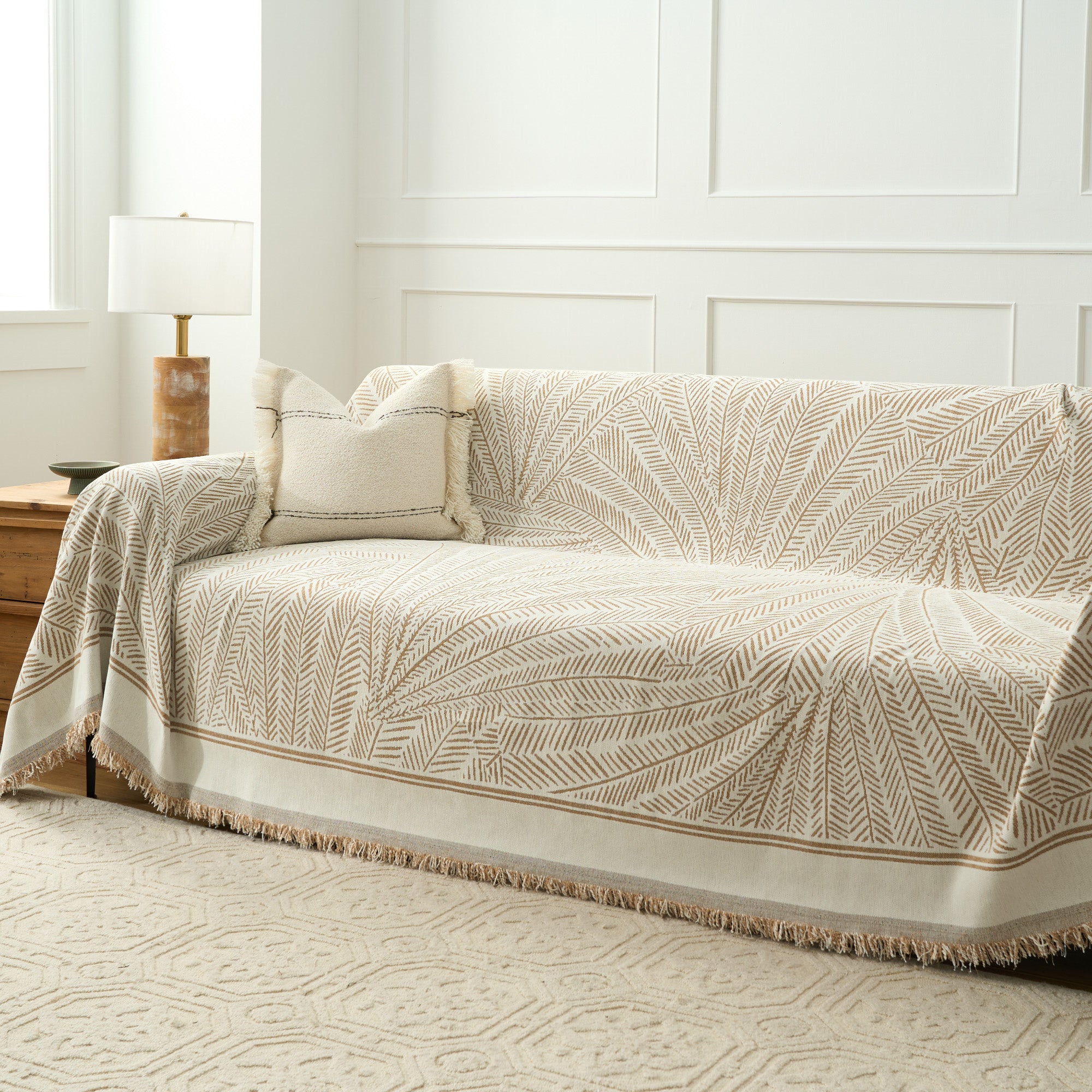 Premium Meadow Whisper Sofa Cover - Soft Stretchable Couch Slipcover for Living Room, Washable Furniture Protector - Perfect for Home Decor & Pet Owners