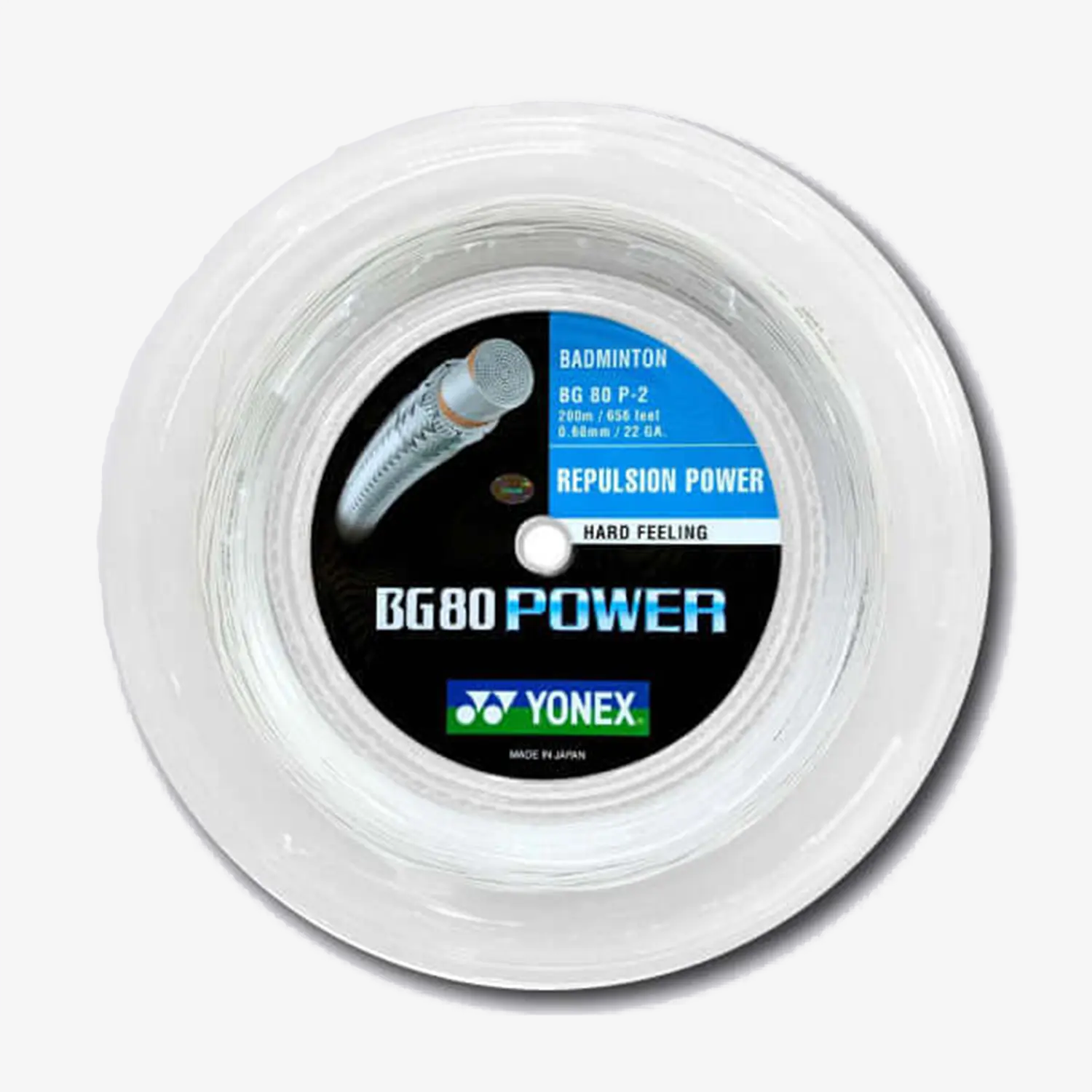 Yonex BG 80 Power 200m Badminton String (White) - High Performance Badminton Racket String for Professional Players - Perfect for Tournaments & Training Sessions