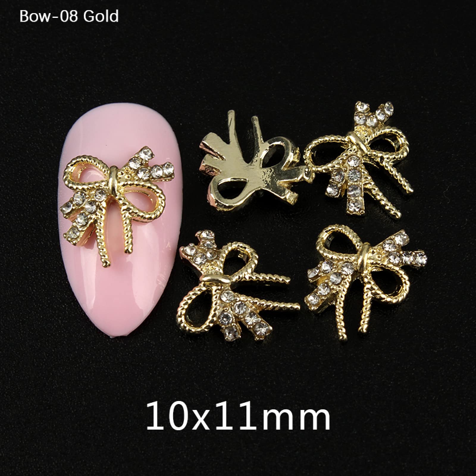 3D Gold Alloy Crystal Nail Rhinestones - 30Pcs Mixed Nail Art Decorations with Bow Design for DIY Manicure, Acrylic Nails & Salon Use - Perfect for Wedding, Party & Special Occasion Nail Designs