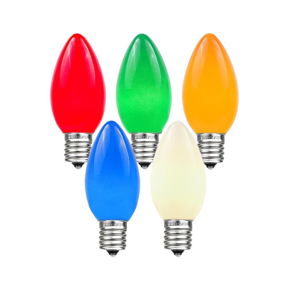 500 Pack C7/E12 Candelabra Base Christmas Replacement Bulbs - 5 Watt Outdoor Ceramic Holiday Lights for Tree, Home, and Party Decoration