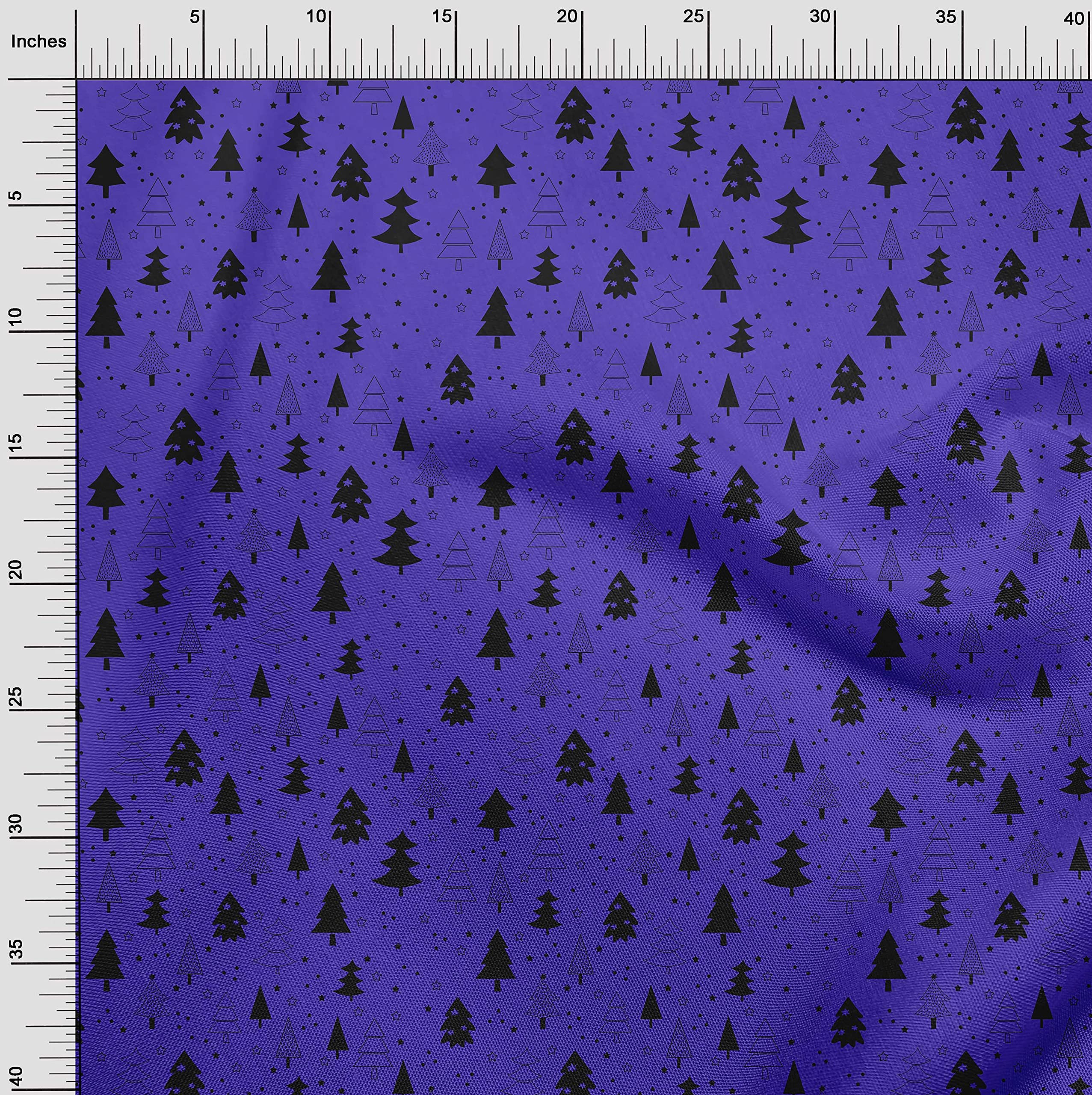 oneOone Polyester Spandex Lime Green Christmas Tree Print Fabric - 56 Inch Wide Stretch Material for Dressmaking, Holiday Decor & DIY Crafts