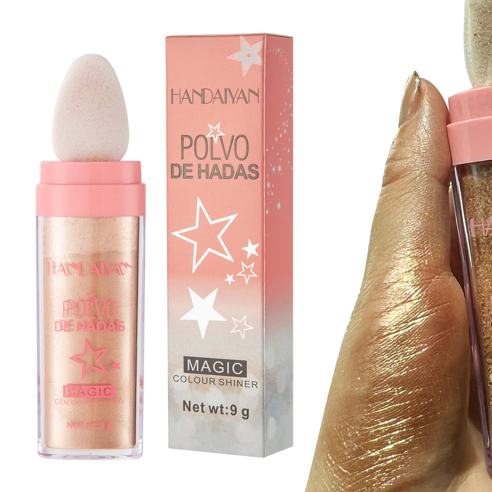 Glow Highlighter Powder Stick - Shimmer Face & Body Makeup with Glitter for Cheeks, Eyes, Lips & Hair | Portable 3.2x1.8x13.5cm | Perfect for Parties, Festivals, Cosplay & Night Out Makeup Looks