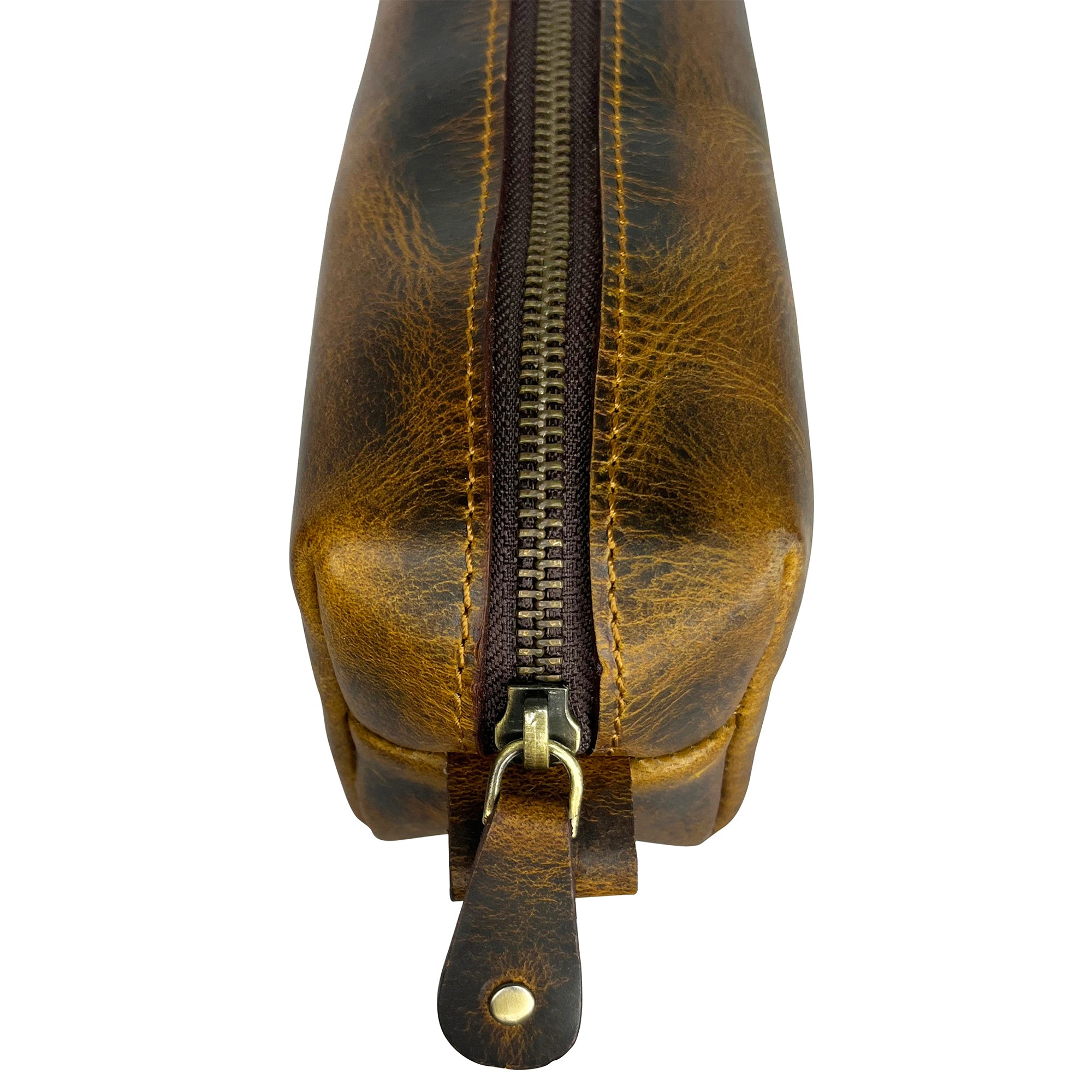 Premium Leather Pencil Case - Handcrafted Zippered Pen Pouch for School & Office (Antique Brown) | Durable Writing Organizer for Students & Professionals