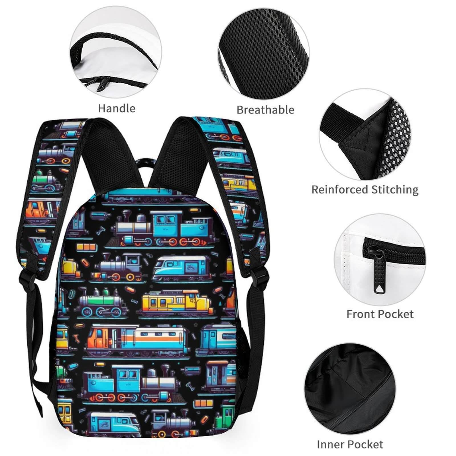 16 Inch Train Themed School Backpack for Kids - Lightweight Large Capacity Bookbag for Boys & Girls | Perfect for Elementary Students, Daily Use & Travel