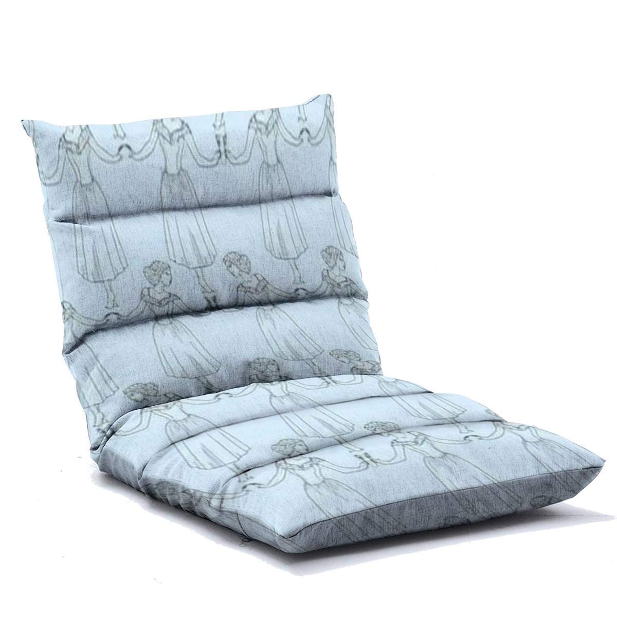 Adjustable Memory Foam Floor Lounger Chair - Foldable Floor Sofa for Adults with Lush Blue Floral Pattern - Perfect for Home, Office, Reading, Watching TV & Gaming