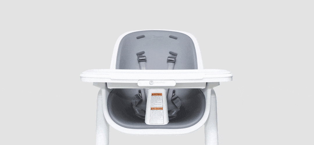 4moms Connect High Chair - Adjustable Baby Feeding Chair with Easy Clean Tray, White & Grey | Perfect for Dining, Weaning & Family Mealtime