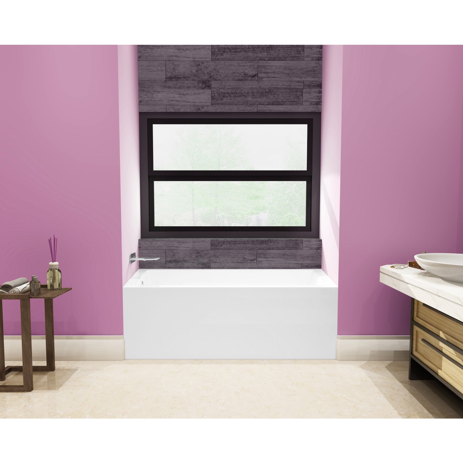 Aqua Eden 54 Inch Acrylic Rectangular 3 Wall Alcove Bathtub - Left Hand Drain, Glossy White - Perfect for Modern Bathroom Renovations & Spa-Like Relaxation