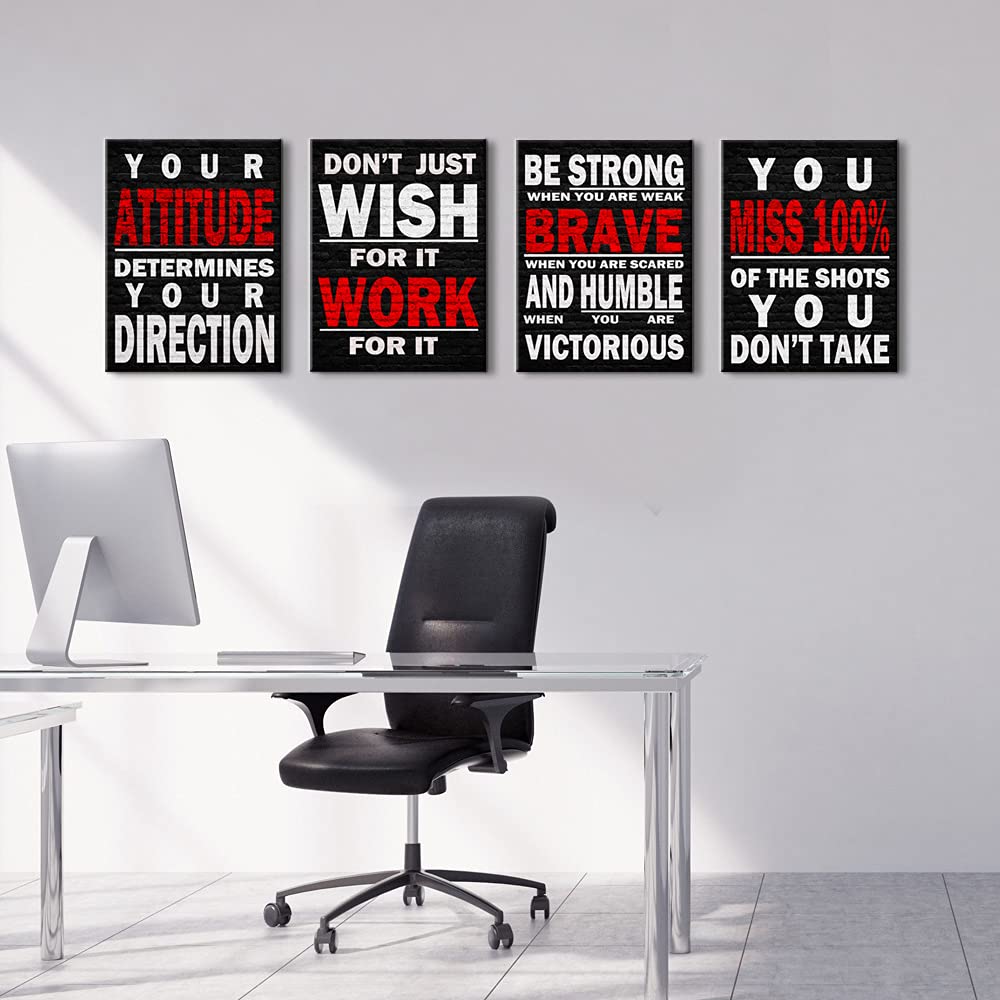 Black and White Motivational Canvas Wall Art for Office Décor - Inspirational Quotes & Posters for Home & Workspace - Perfect for Office Walls, Living Rooms & Study Spaces