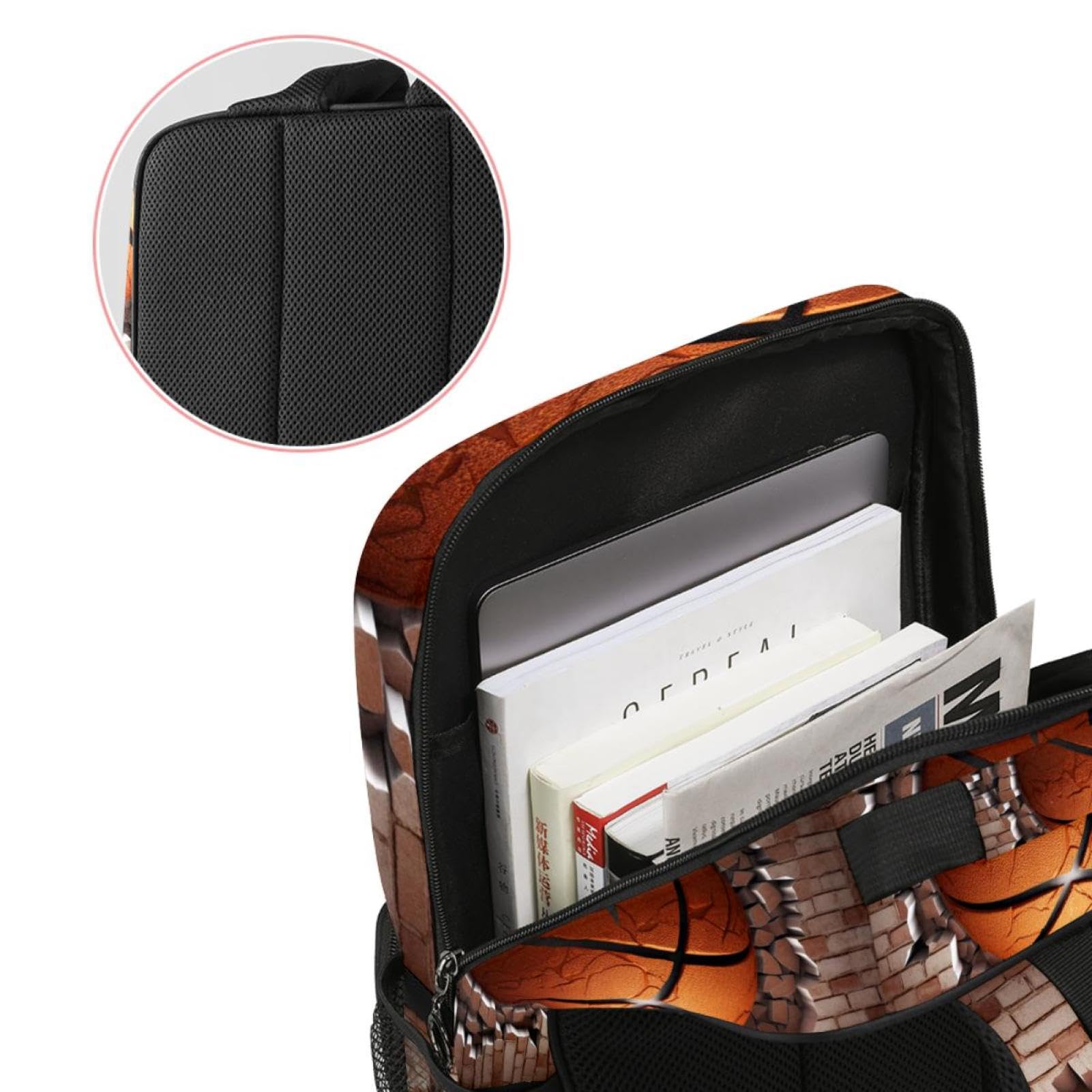 Stylish Travel Backpack for Women & Men - Durable Ball Basketball Wall Texture Design - Perfect for Hiking, Gym, School & Everyday Use