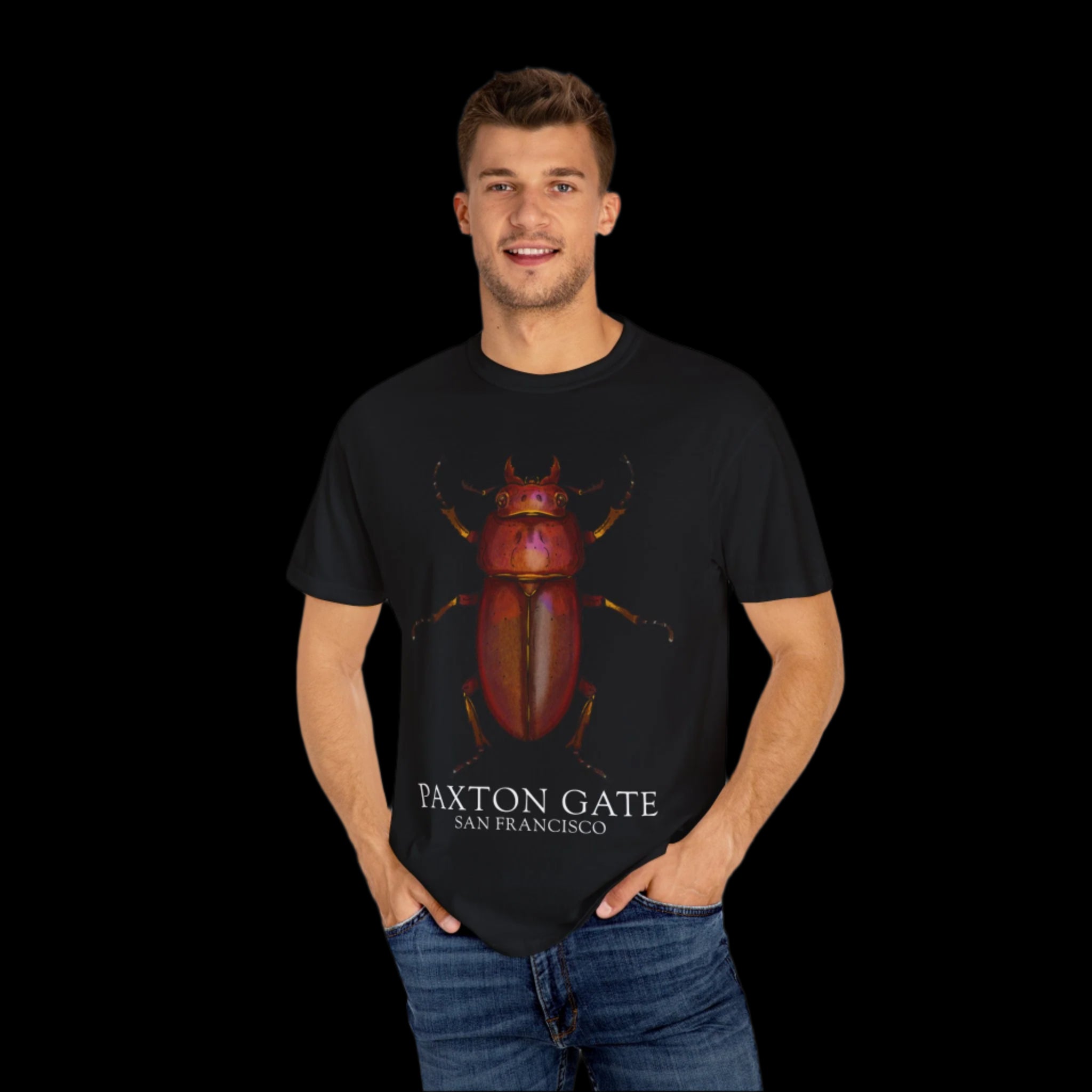 Unisex Paxton Gate Red Stag Beetle Graphic Tee by Kris Struble - Perfect for Nature Lovers & Entomology Enthusiasts