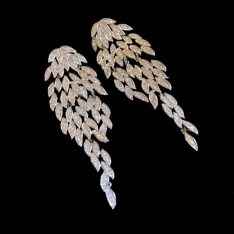 Trendy Marquise Leaf Drop Tassel Earrings for Women | HE22408 | Bohemian Dangle Jewelry for Party, Wedding & Everyday Wear