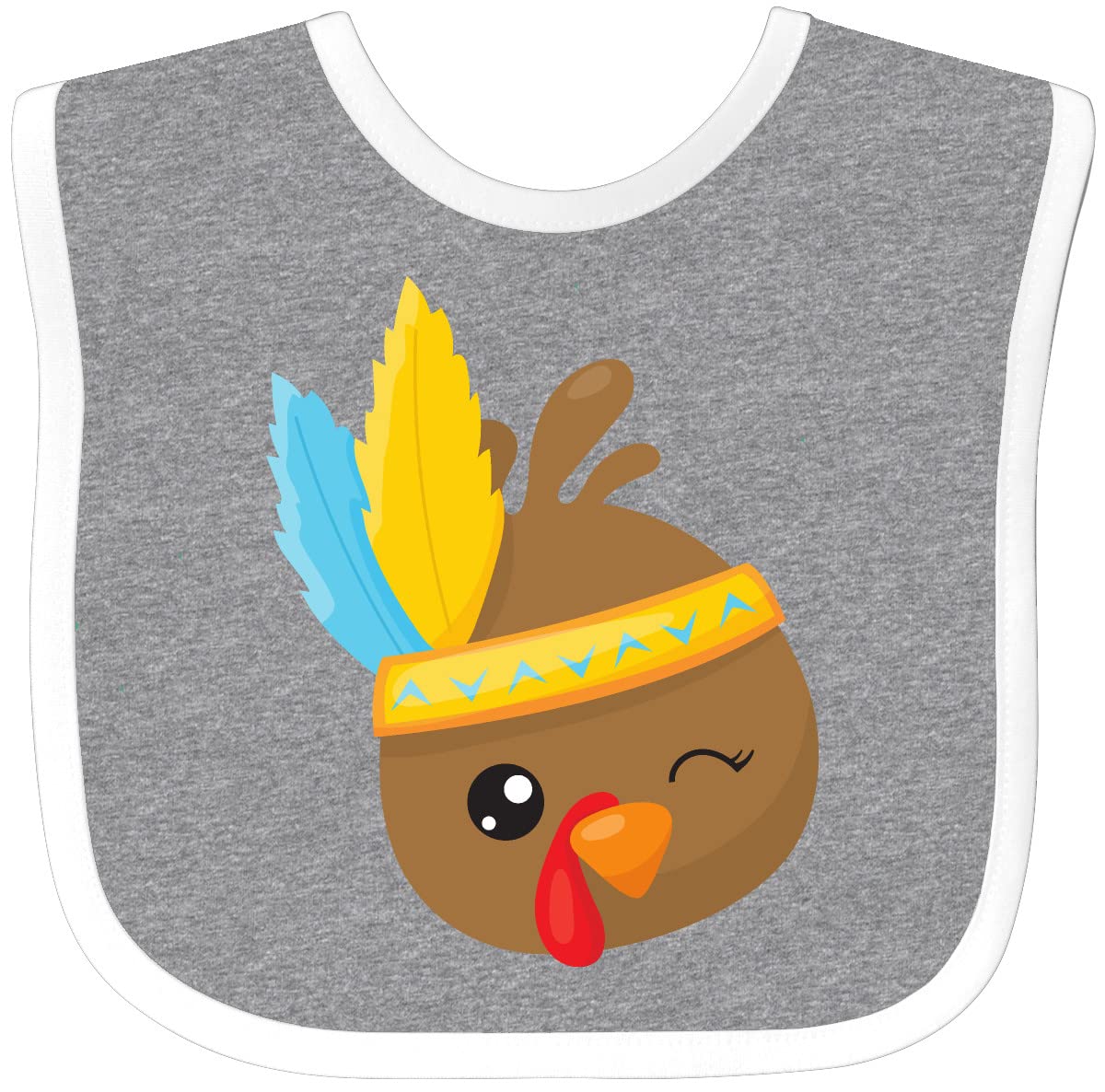 Inktastic Thanksgiving Turkey Baby Bib - Brown Turkey with Feathers Design for Infants | Perfect for Holiday Meals, Family Gatherings & Festive Photo Shoots
