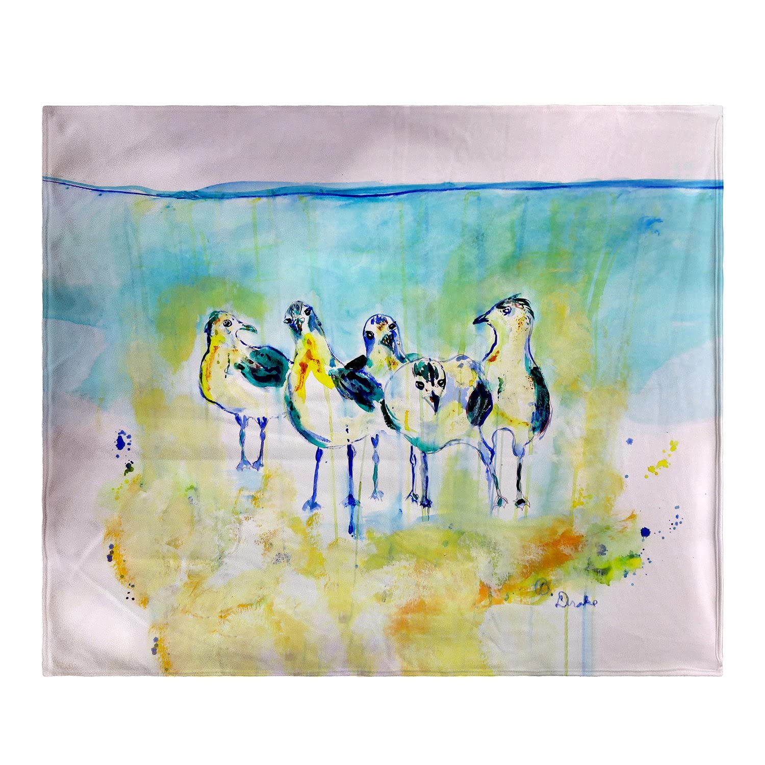 Betsy Drake Abstract Gulls II Throw Pillow Cover - Coastal Beach Decor for Living Room, Bedroom & Sofa - Modern Seagull Art Home Accent