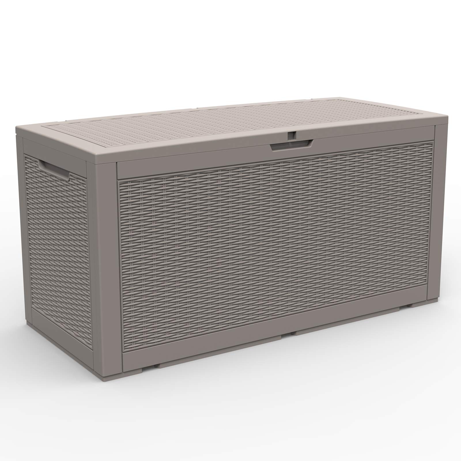 100 Gallon Waterproof Outdoor Storage Deck Box - Modern-Depo Polypropylene Garden & Pool Storage Bench for Towels, Tools & Patio Accessories - Gray - Perfect for Backyard, Porch & Poolside Organization