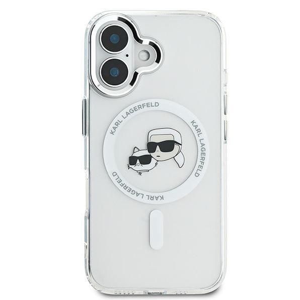 Karl Lagerfeld IML Karl & Choupette Head Metal Frame Case with MagSafe for iPhone 16 6.1