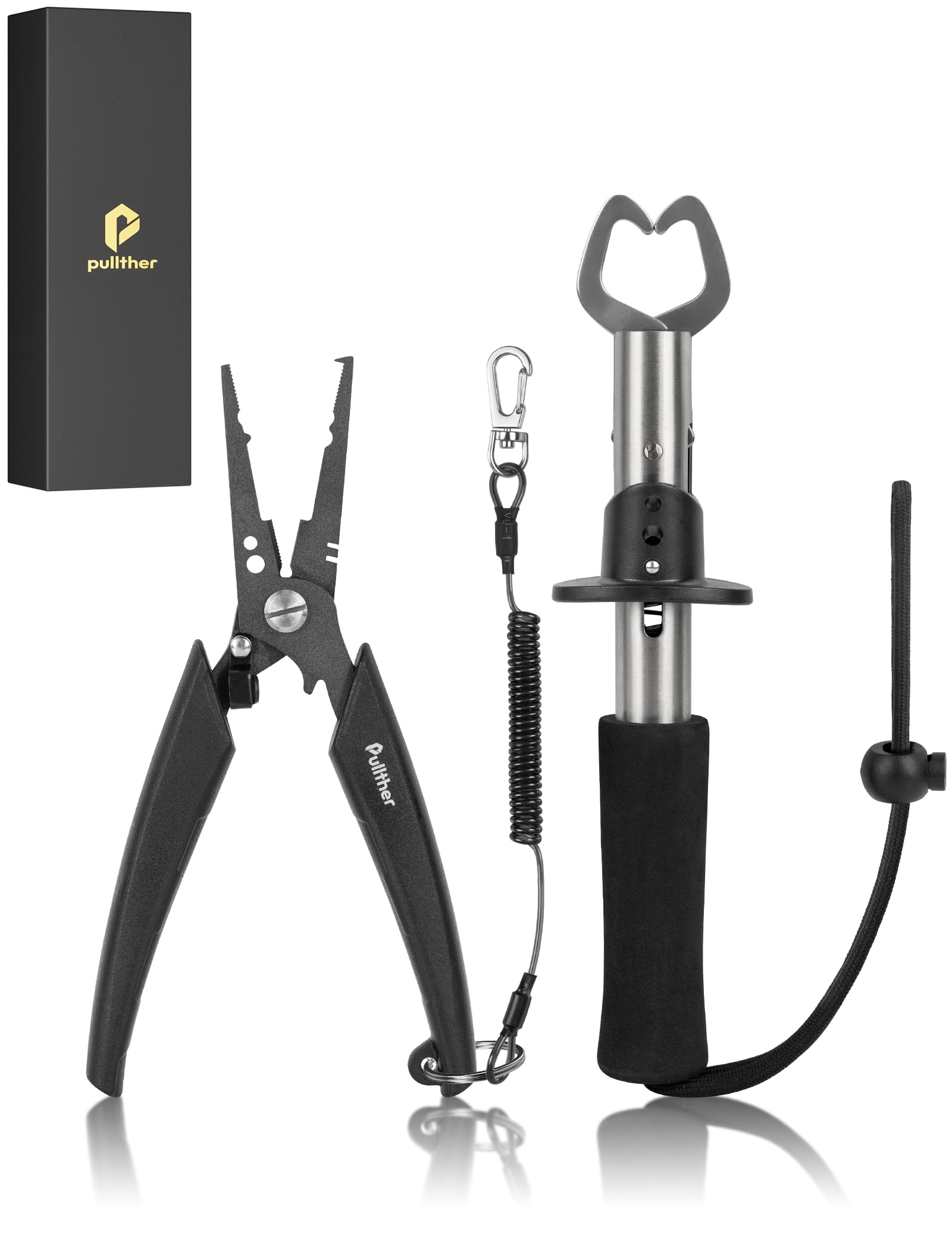 **Pullther Fish Lip Gripper - Multi-Function Fishing Pliers for Saltwater, Fly & Ice Fishing - Durable Fishing Gear & Perfect Gift for Anglers (Great for Catch & Release, Boat Fishing & Outdoor Adventures)**