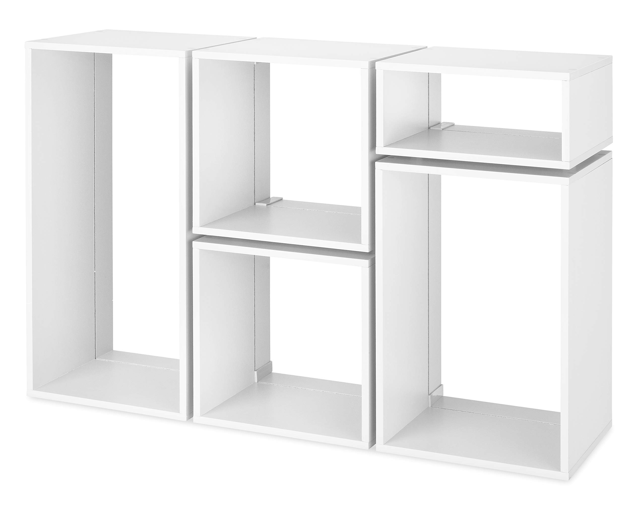 Whitmor Clip & Cube 5-Piece Storage Organizer Set - White | Space-Saving Closet, Office & Home Organization Solution for Shelves, Drawers & Countertops