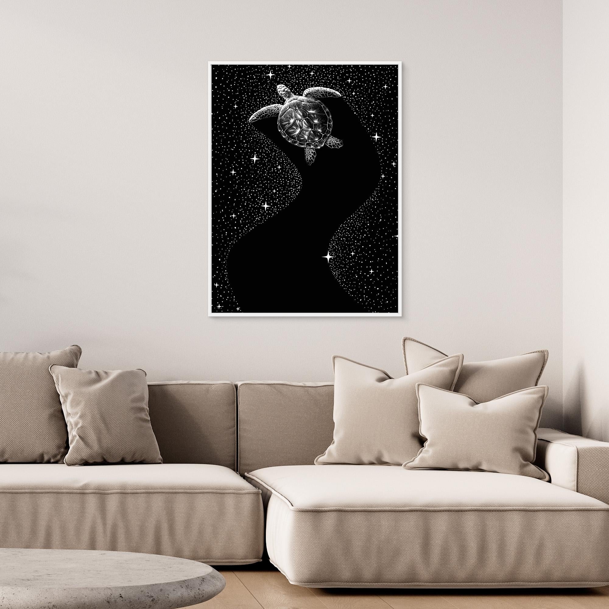 Starry Turtle Canvas Print - Black Version by Alirıza Çakir - Perfect for Home Decor, Office Wall Art & Gift Ideas