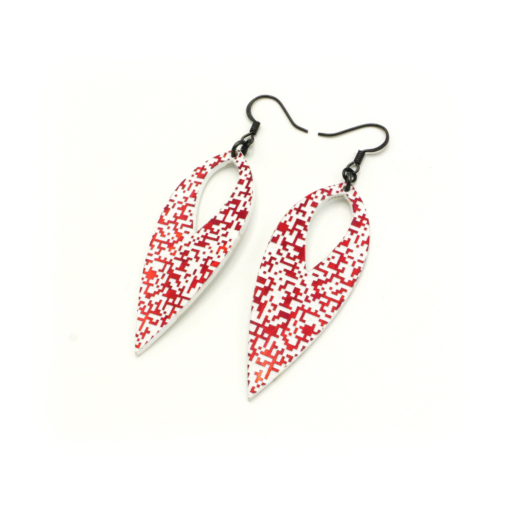 Nativas Acrylic Earrings Set of 15 - Red Holographic & White Dangle Earrings for Women | Trendy Party, Wedding, and Everyday Fashion Accessories