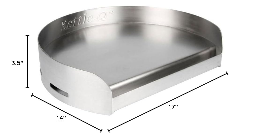 Little Griddle KQ-17-R Stainless Steel Outdoor BBQ Griddle - 17 x 14 Inch Heavy Duty Grill Top for Charcoal Kettle & Kamado Grills - Perfect for Backyard Cookouts, Camping & Tailgating - Easy to Clean & Rust Resistant