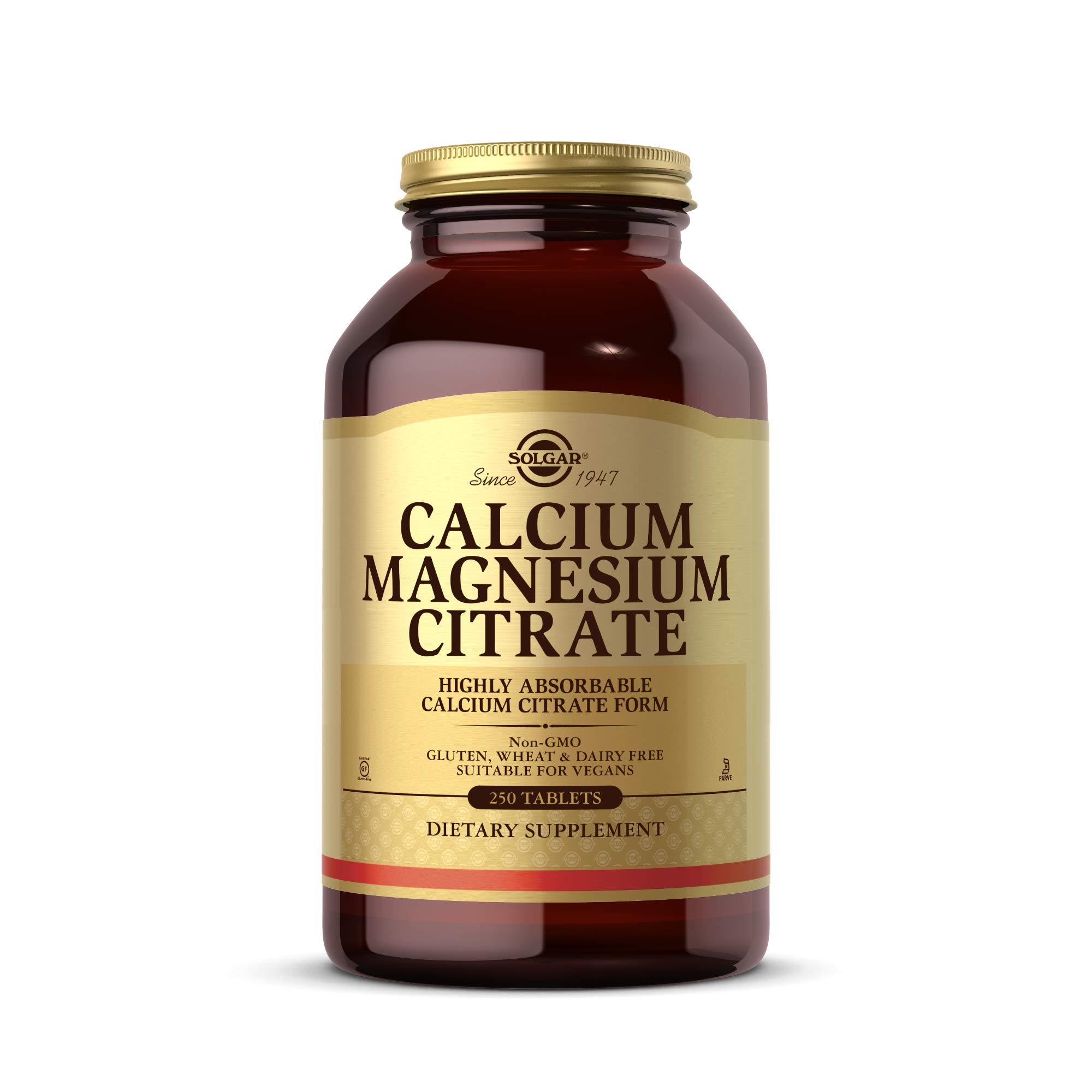 Solgar Calcium Magnesium Citrate 250 Tablets - Supports Healthy Bones, Teeth & Nervous System - Highly Absorbable Non-GMO Vegan Supplement - Gluten & Dairy Free - 50 Servings - Ideal for Bone Health & Muscle Recovery