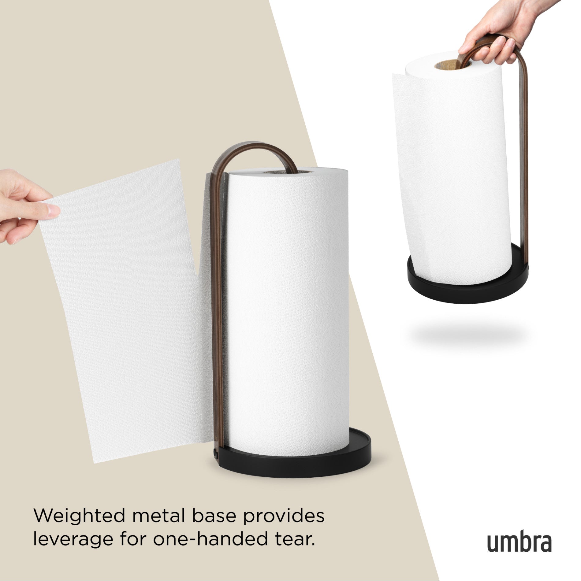 Bellwood Stainless Steel Paper Towel Holder - Wall Mount or Countertop, Rustproof & Durable for Kitchen, Bathroom, Office - Perfect for Easy Access to Paper Towels