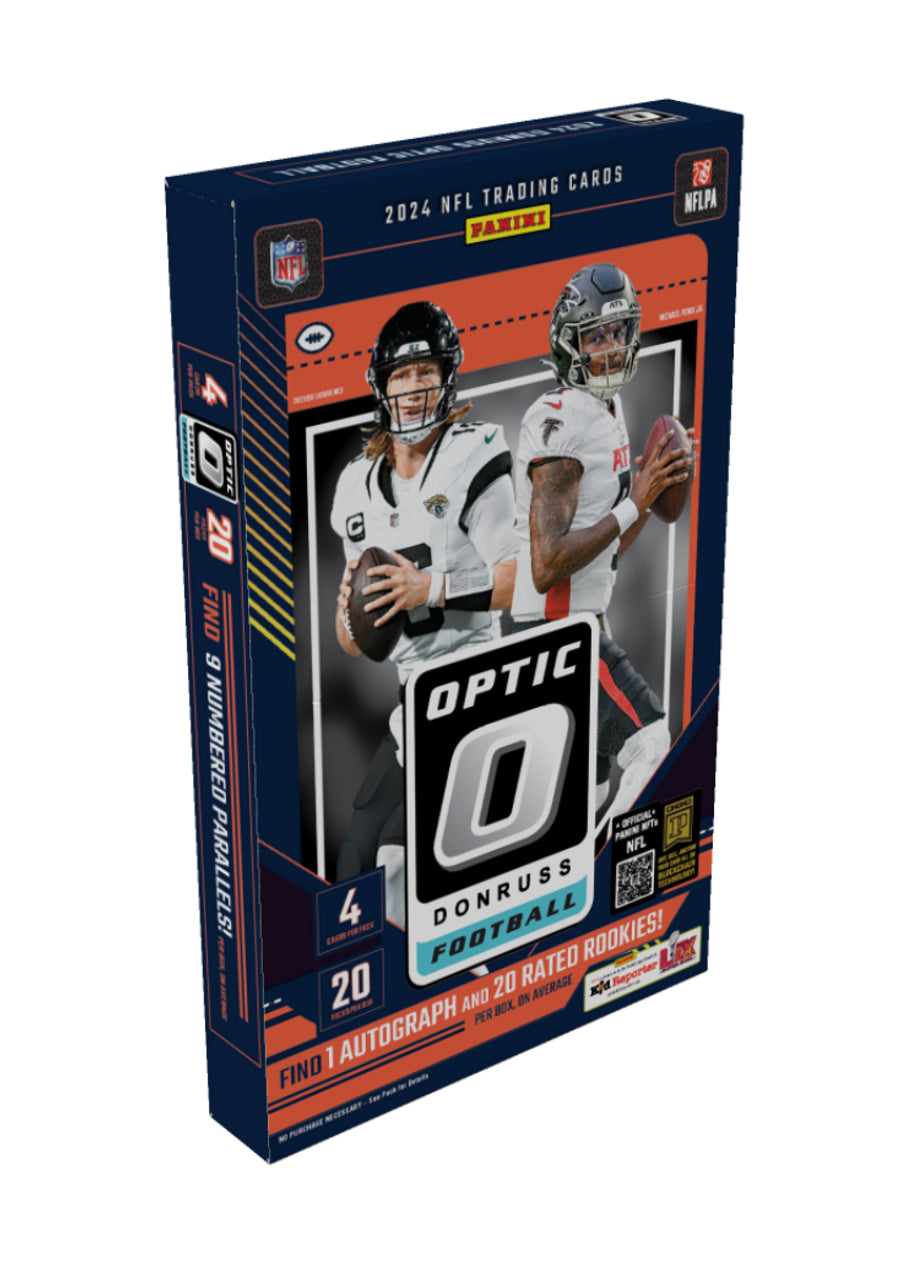 2024 Panini Donruss Optic Football Hobby Box - Premium Trading Cards Collection for NFL Fans, Fantasy Sports & Collectors - Perfect for Gifts, Investments and Game Day Excitement