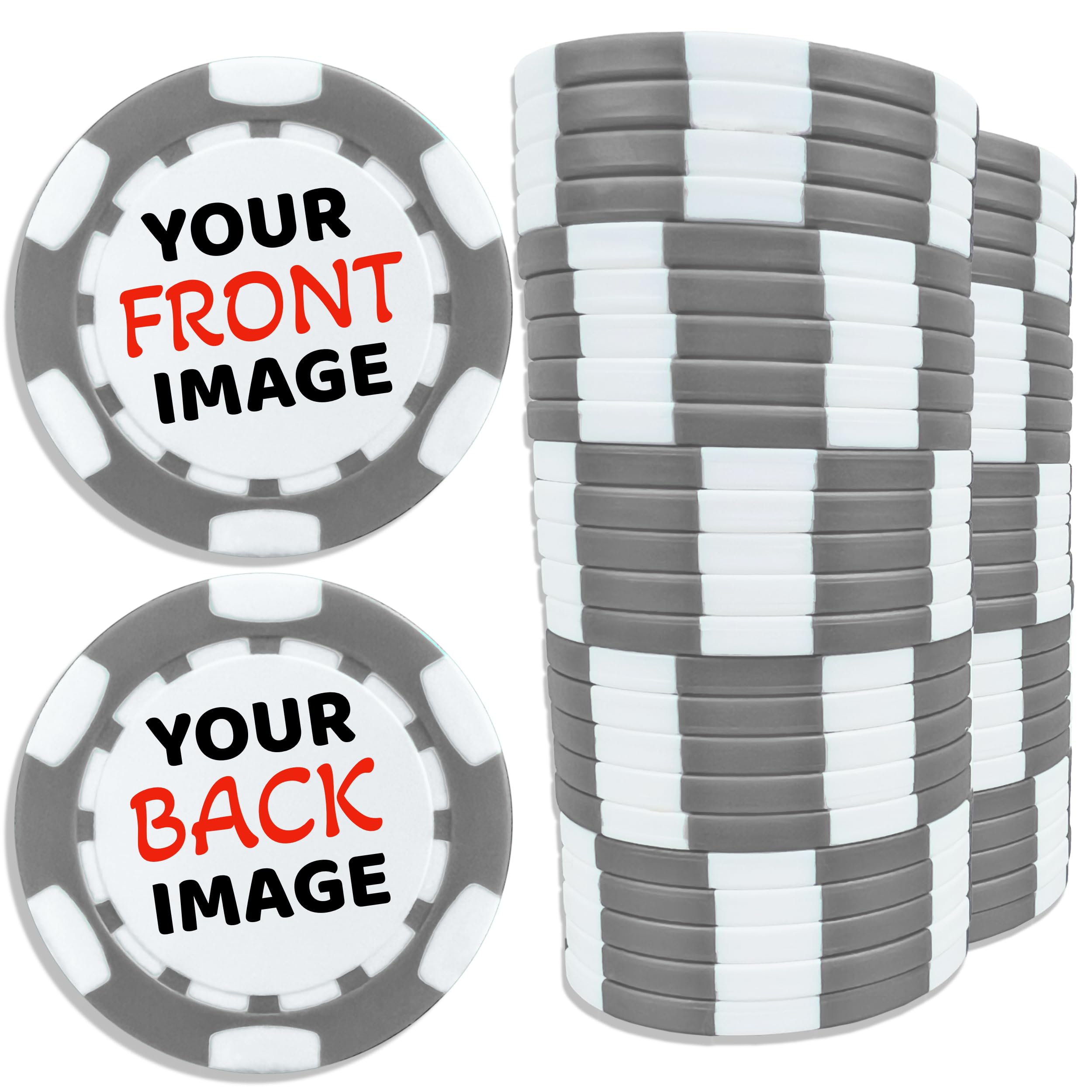 Custom Poker Chips Set of 50, 100, 200 or 500 - Personalized Casino Chips with Your Logo | Premium Clay Poker Chips for Home Games, Poker Nights & Casino-Themed Parties