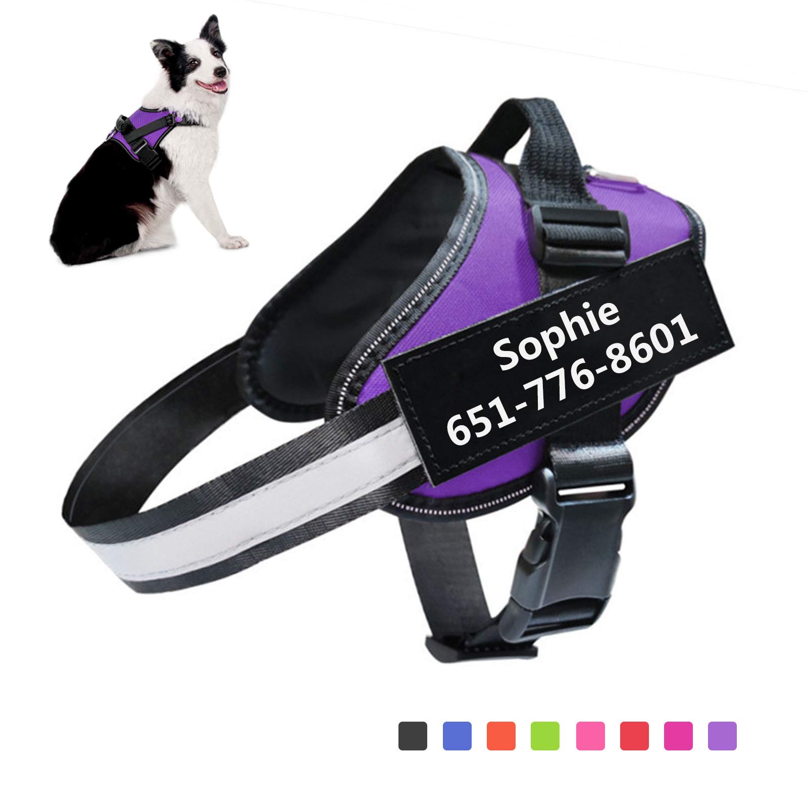 **No-Pull Reflective Dog Harness for Small & Medium Dogs & Cats - Adjustable Pet Vest with Handle for Walking, Hiking, Training, Running & Travel - Easy-On Design with 2 Velcro Patches | Perfect for Outdoor Adventures & Daily Walks**