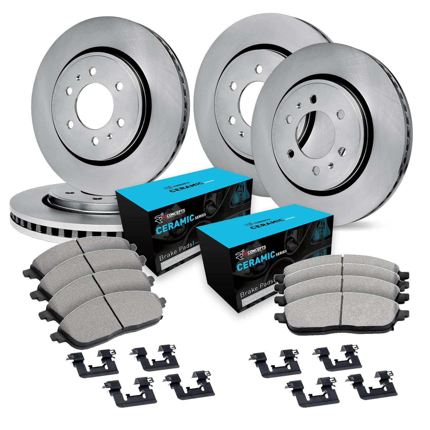 R1 Concepts Premium Ceramic Brake Pads and Rotors Kit - Front & Rear Brake System with Hardware - Fits 2008-2011 Nissan Pathfinder - Perfect for Daily Commuting, Off-Road Adventures & Towing