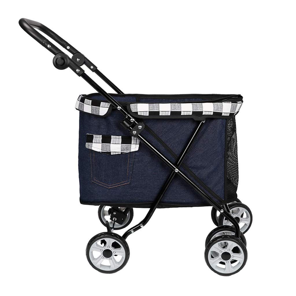 Foldable 4-Wheel Pet Stroller for Small & Medium Dogs & Cats - Supports Up to 25kg (Black, Dark Blue, Light Blue) | Perfect for Outdoor Walks, Vet Visits & Shopping Trips
