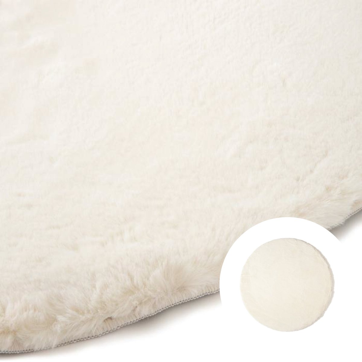 Premium Mitis Round Rug 2'x2' (150cm) Ivory - Soft Modern Area Rug for Living Room, Bedroom & Nursery Decor