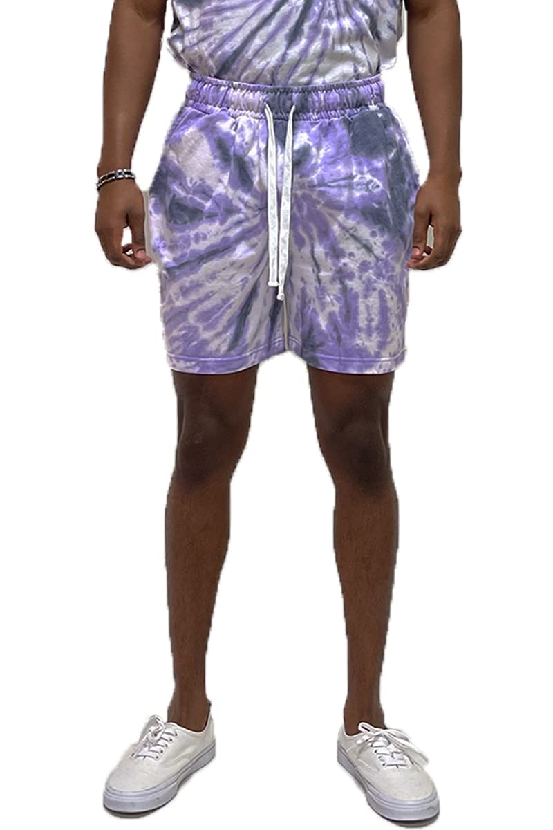 WEIV GEAR Men's Tie Dye Casual Shorts with Drawstring Elastic Waist - Breathable Workout Gym Running Activewear Beach Pants with Side Pockets | Perfect for Summer Outdoor Sports, Travel & Lounge Wear