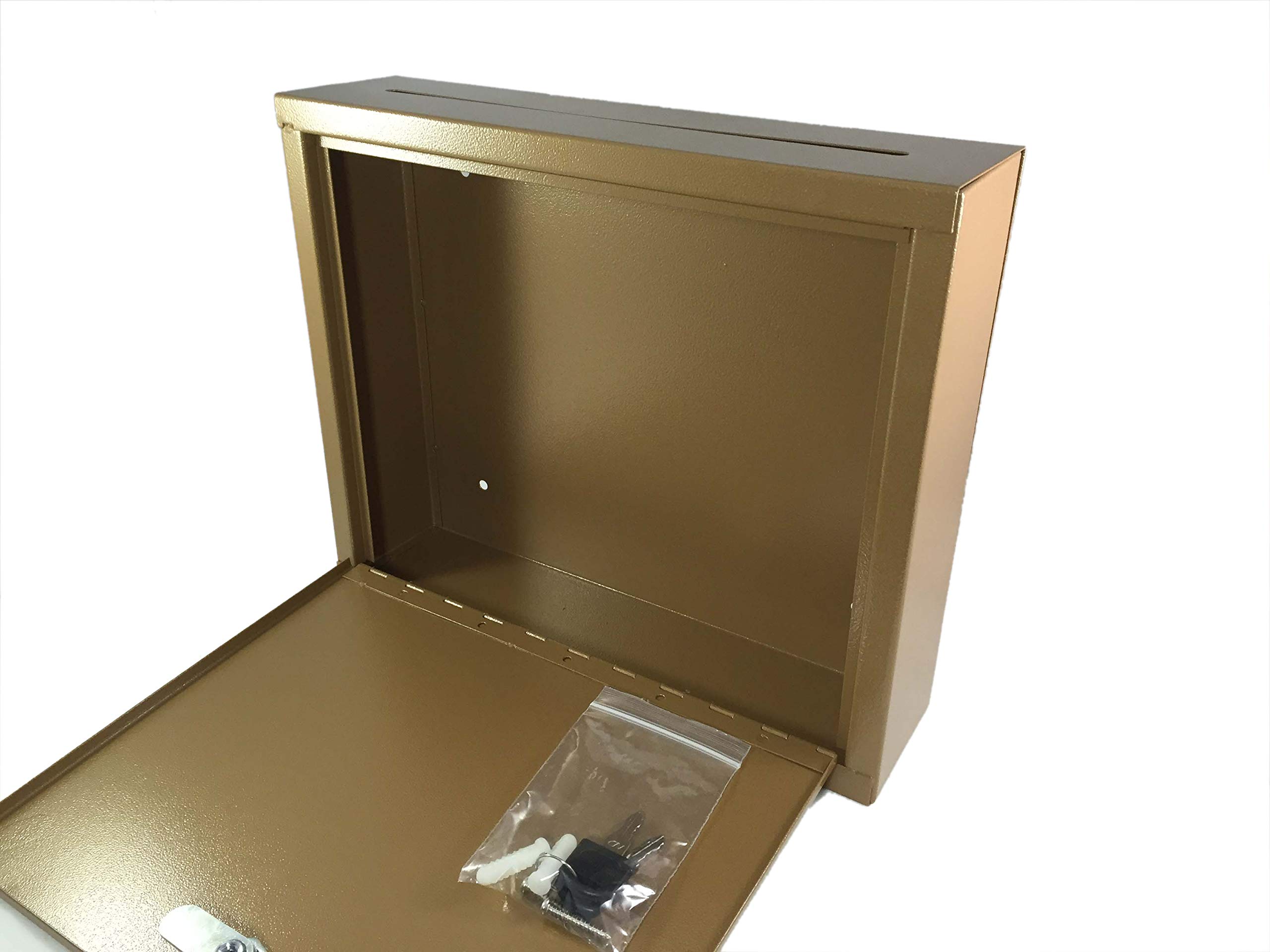 FixtureDisplays® Medium Wall Mountable Multipurpose Box - Suggestion, Donation, Drop, Mail & Cash Box (Copper) - Perfect for Offices, Retail Stores & Public Spaces