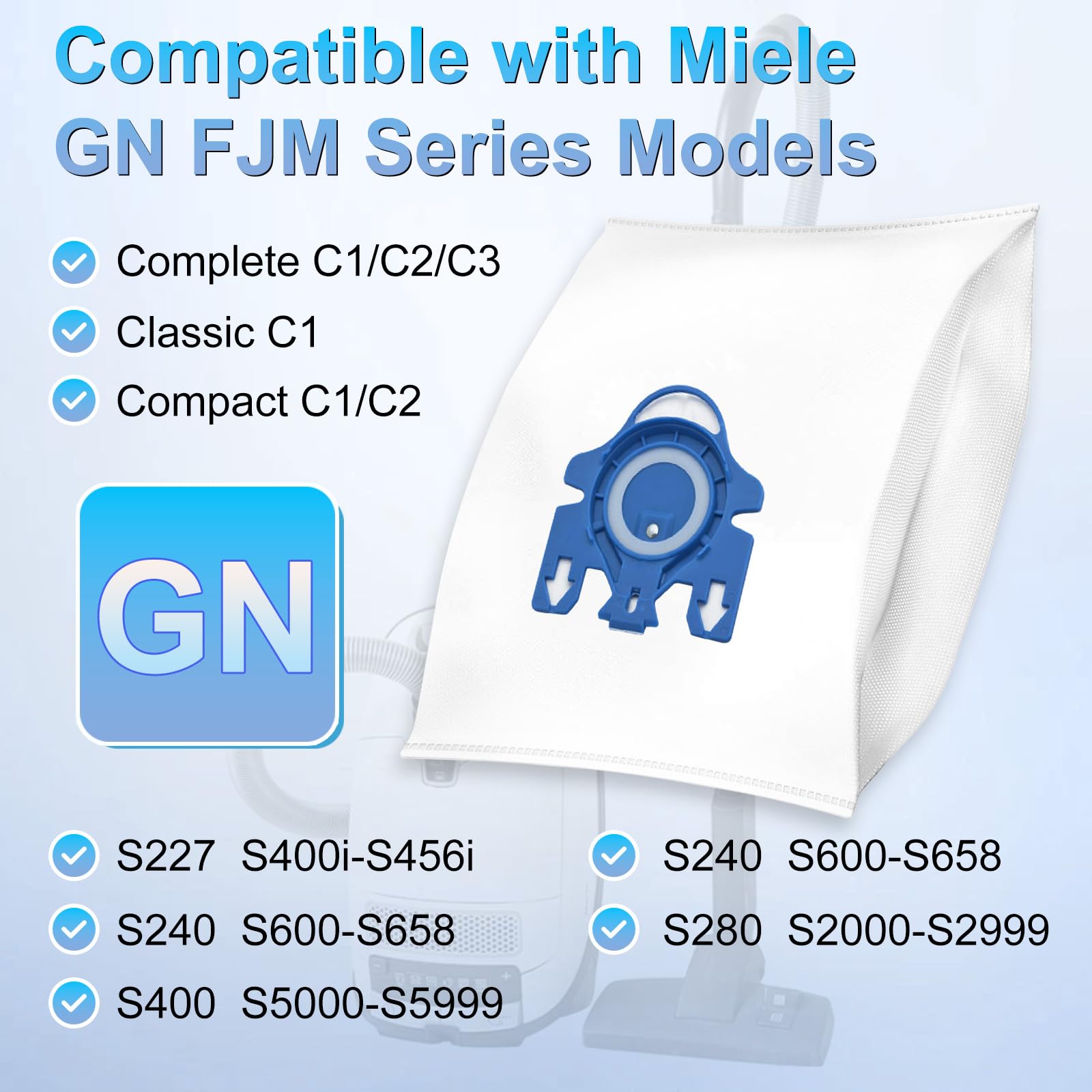 **Miele GN Vacuum Cleaner Bags - 16 Pack Airclean Dust Bags Replacement for Miele Classic C1, Complete C1 C2 C3, Compact C1 C2 S2 S5 S8 Series - Perfect for Allergy Sufferers & Pet Owners**