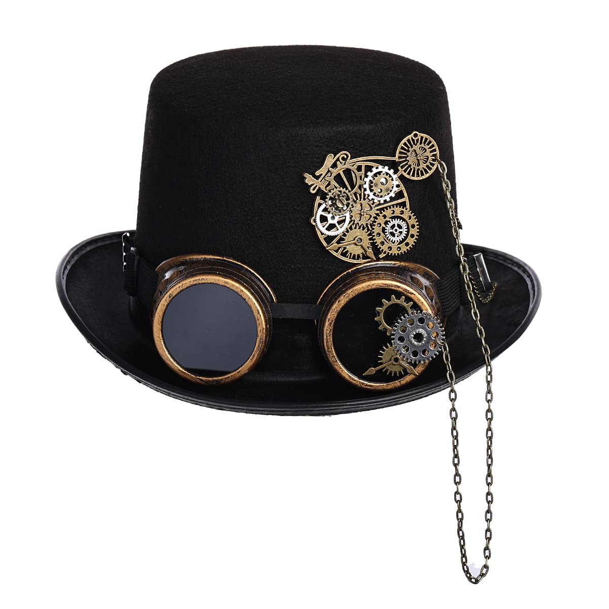 Steampunk Top Hat with Goggles for Women & Men - Victorian Gothic Halloween Costume Accessory for Cosplay, Parties, and Themed Events