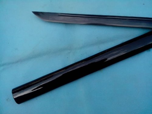 Premium Ninja Sword for Sale - Authentic Japanese Samurai Katana with Medium Carbon Steel Blade & Black Surface Finish - Includes Wooden Scabbard - Perfect for Martial Arts Training, Cosplay, and Collectors Display