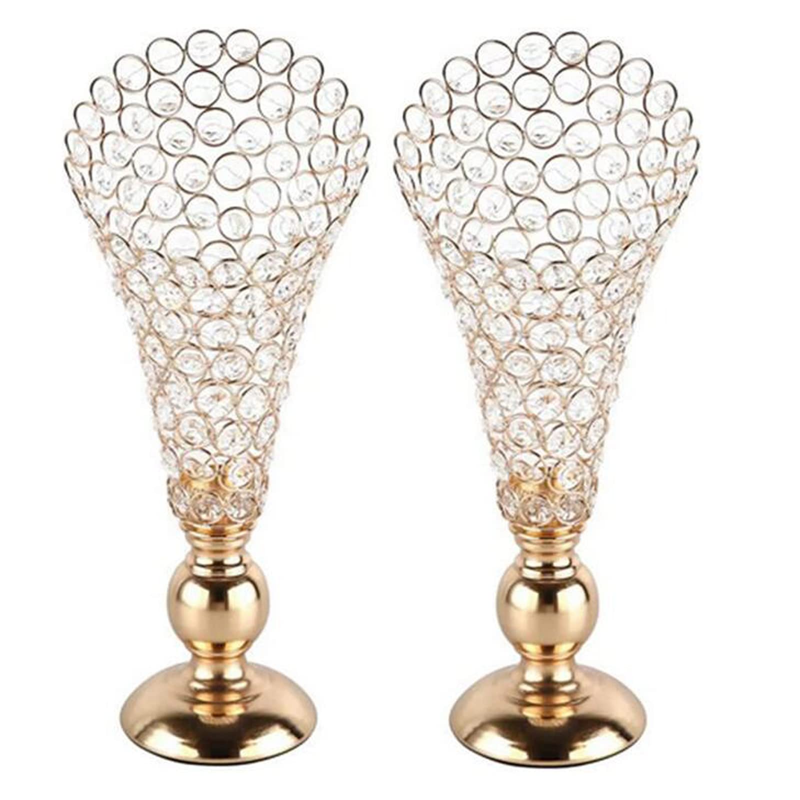 2Pcs Gold Vase Candle Holders - Elegant Wedding Centerpieces for Special Events, Parties & Christmas Decor - Perfect for Table Decorations, Bridal Showers & Holiday Celebrations