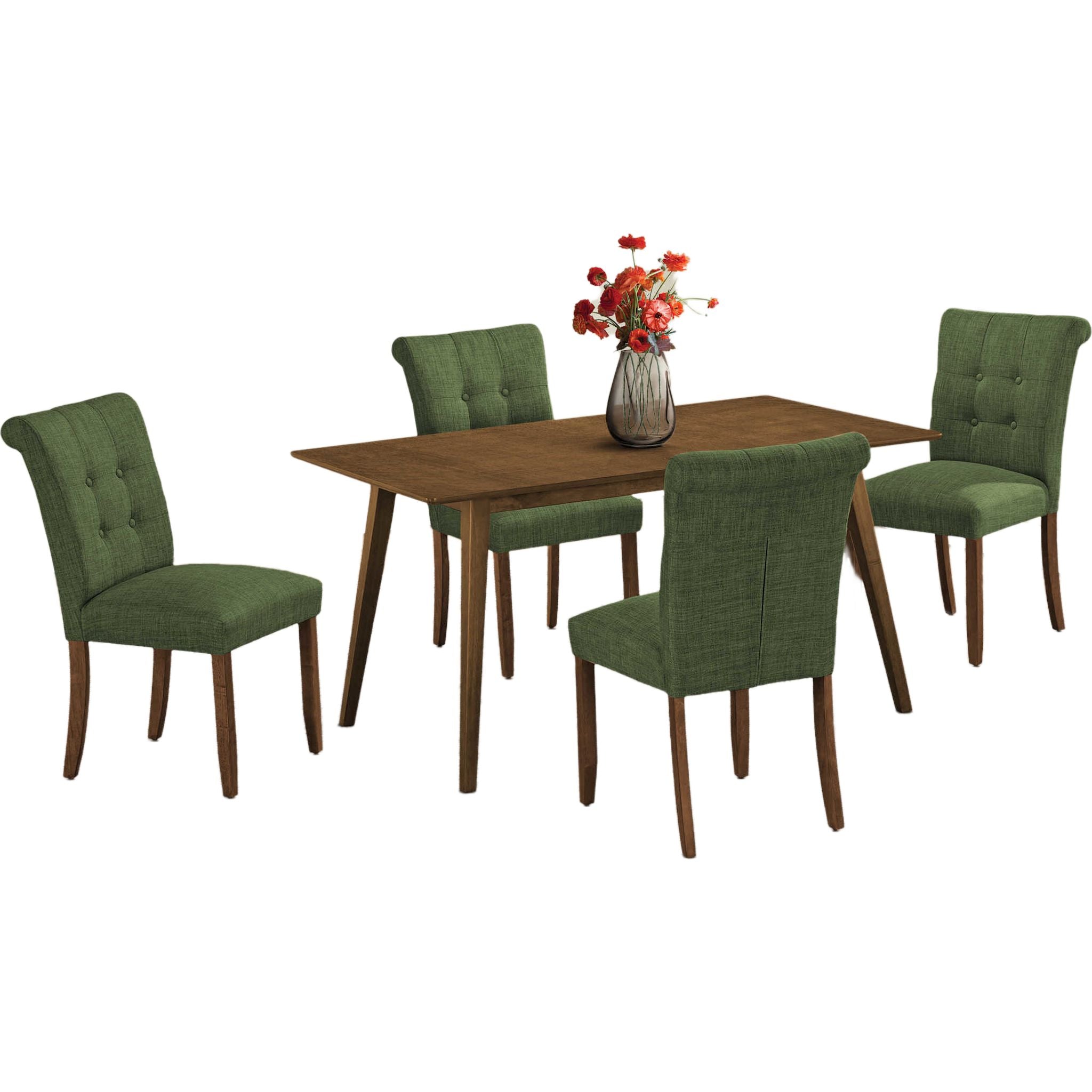 Modern 5-Piece Asher Wooden Dining Set - Solid Oak Table & 4 Chairs for Kitchen, Dining Room, or Small Space - Perfect for Family Meals & Entertaining Guests