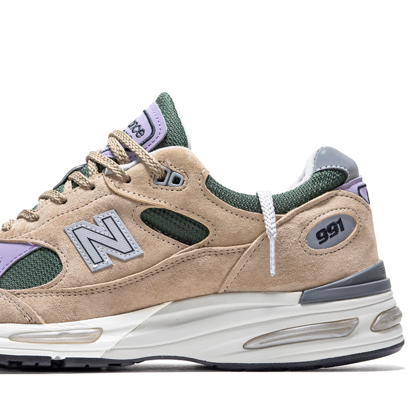 New Balance 991v2 Running Shoes - Made in UK - Cement/Douglas Fir Colorway - Premium Comfort for Men's Athletic & Casual Wear