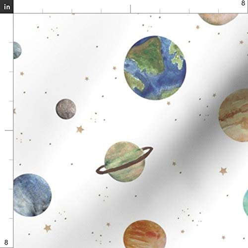 Solar System Printed Chiffon Fabric by The Yard - Space Nursery Theme with Planets & Stars - Perfect for Sewing Dresses, Fashion Apparel & Home Decor | Astronomy-Themed DIY Projects, Kids Room Curtains & Decorative Pillows